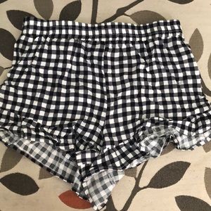 Black and white gingham ruffled shorts